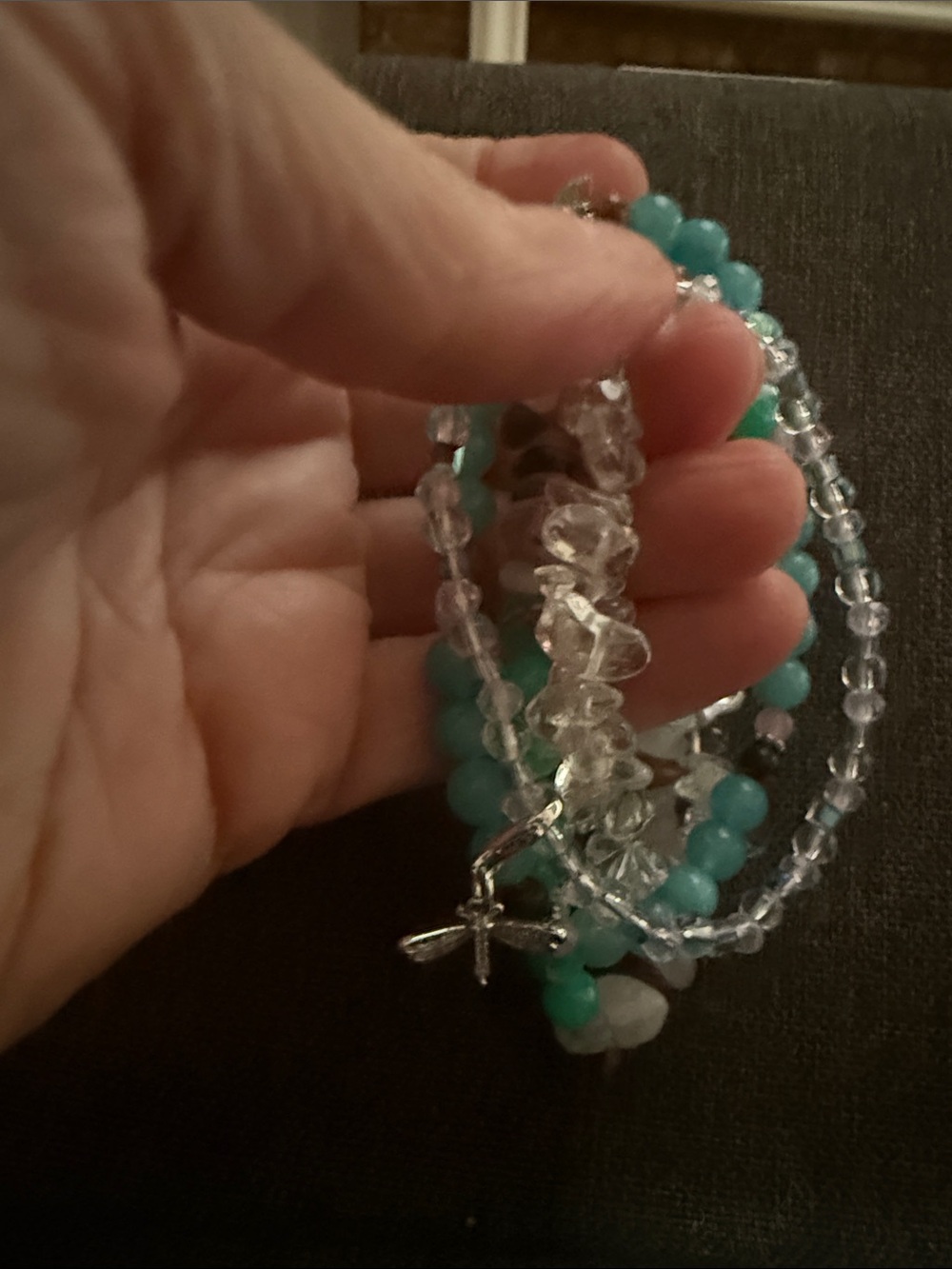 Ryze Party Bloom Society Turquoise Bead & Clear Crystal Stretch Bracelet Set